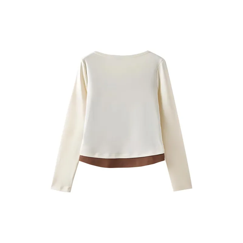 Three Blessings T Shirt Women's Apricot & Coffee-1