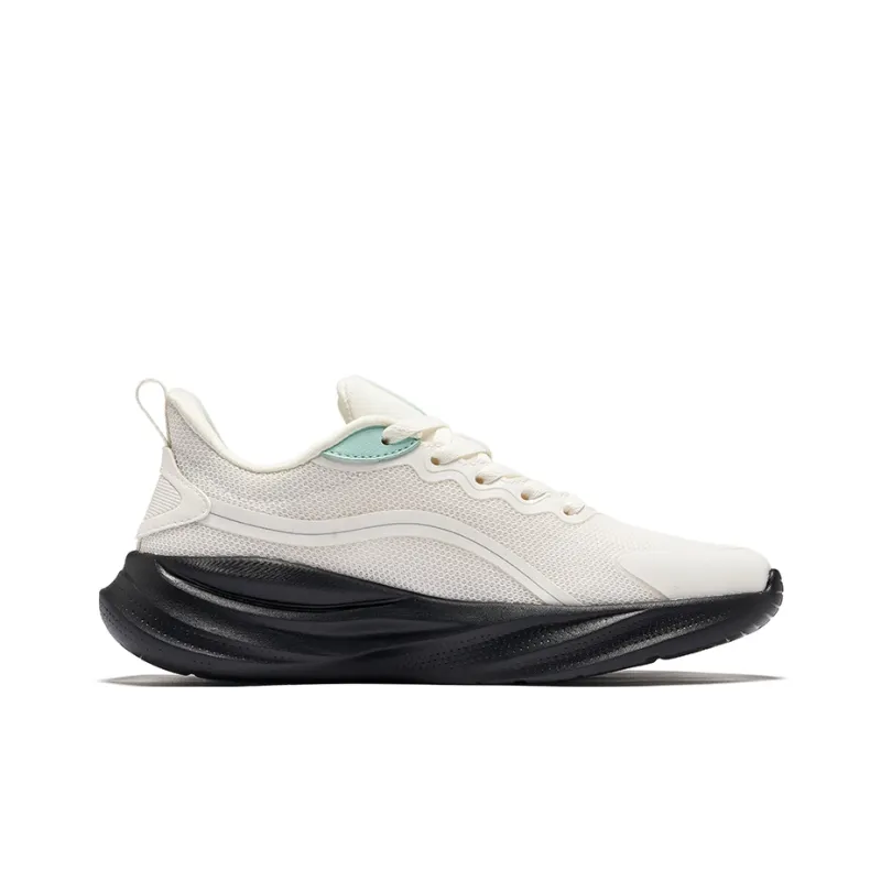 Erke Cushioning Breathable Rebound Low-Top Casual Running Shoes Women's Microcrystal White/Jet Black-1