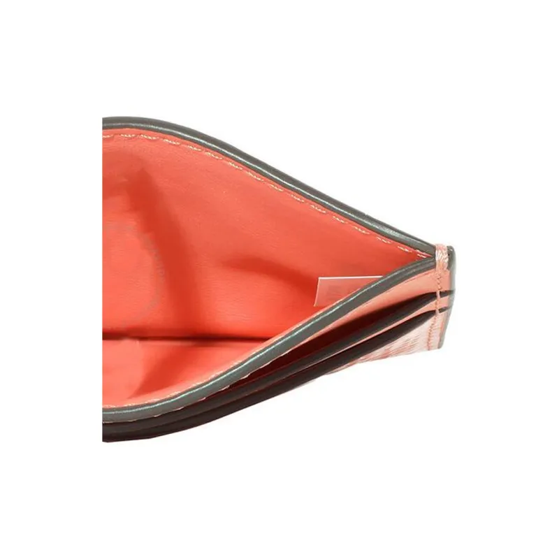TORY BURCH Robinson Embossed Leather Card Holder Women's Coral Pink-4