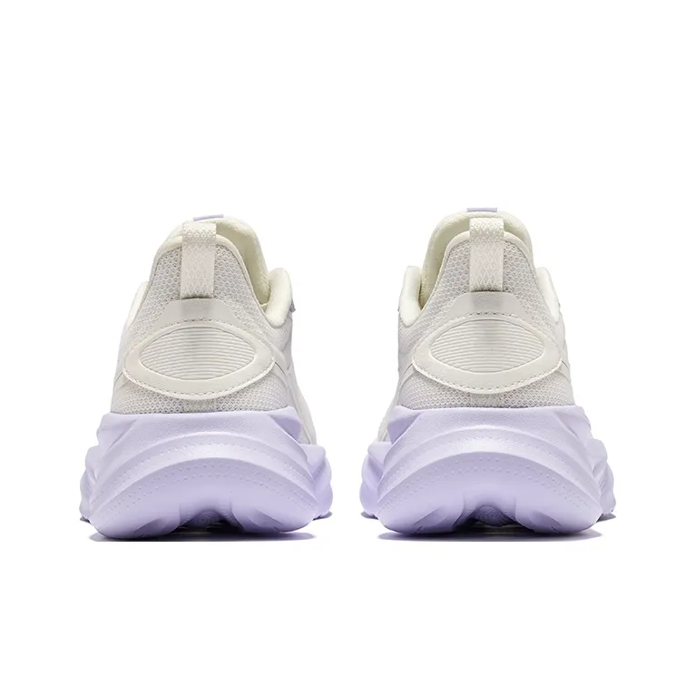 Erke Cushioning Breathable Rebound Low Top Casual Running Shoes Women's Pale Lilac With Microcrystalline White-3