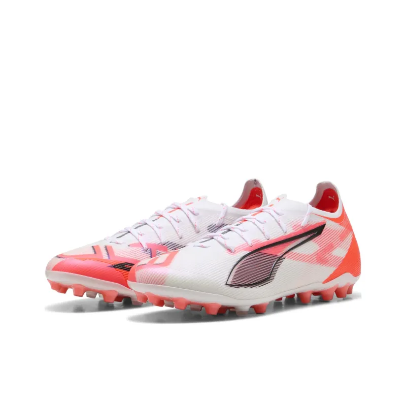 PUMA Ultra 5 MG Rubber Short Studs Anti-Slip Wear-Resistant Soccer Shoes Unisex White Orange-2