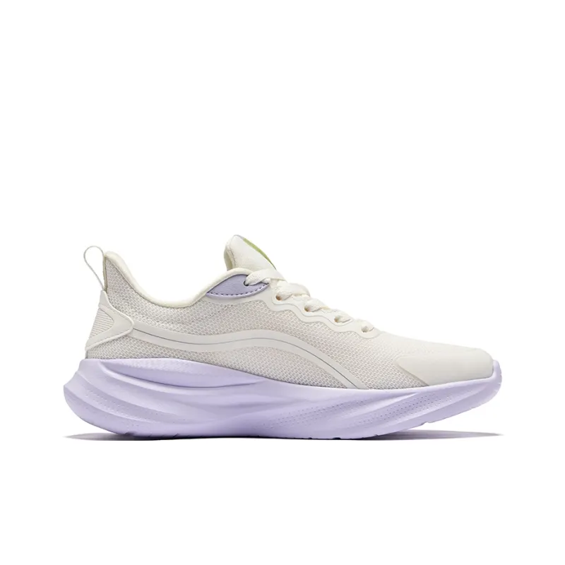 Erke Cushioning Breathable Rebound Low Top Casual Running Shoes Women's Pale Lilac With Microcrystalline White-1