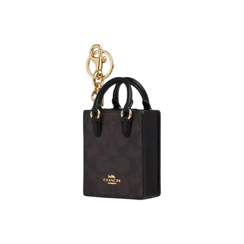 COACH Coated Canvas Earphone Case Mini Women's Black