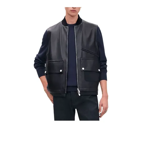 HERMES Leather Jacket Men's Black