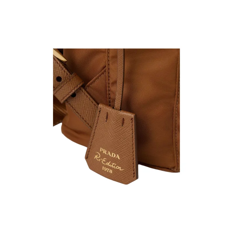 PRADA Re Edition Blended Material Backpack Trumpets Women's Brown-6