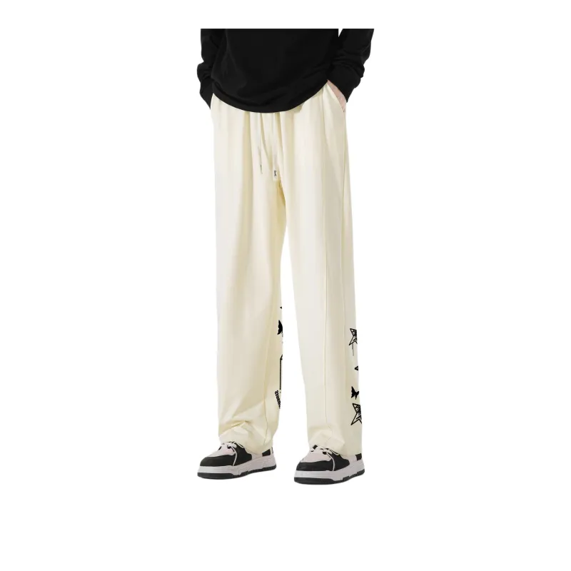 Small Columns Under The Sea Casual Pants Unisex Apricot-7