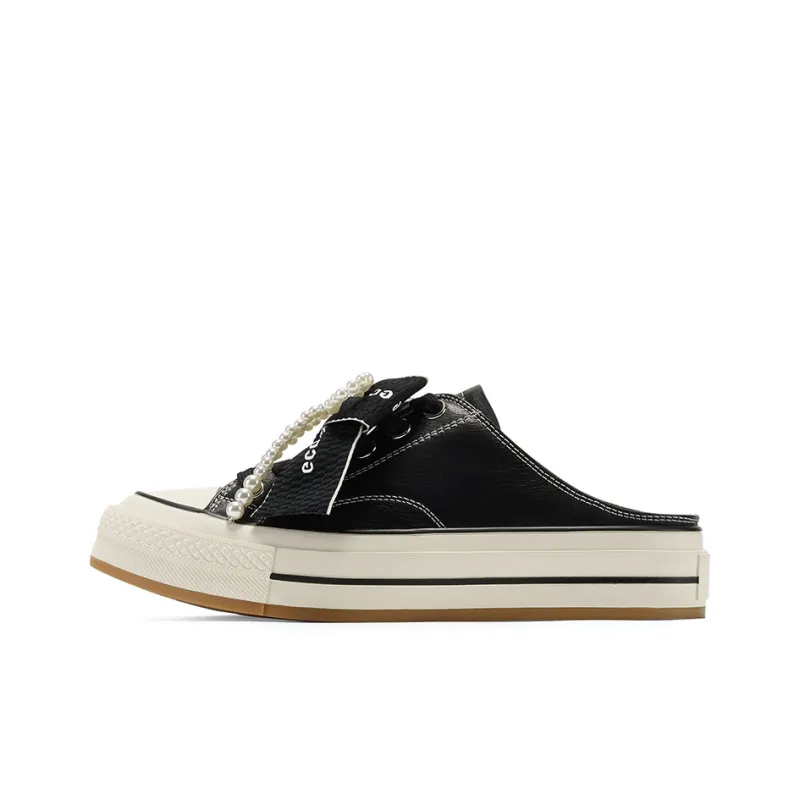 GG CC Skateboard Shoes Women's Low Top Black/Ecru-0