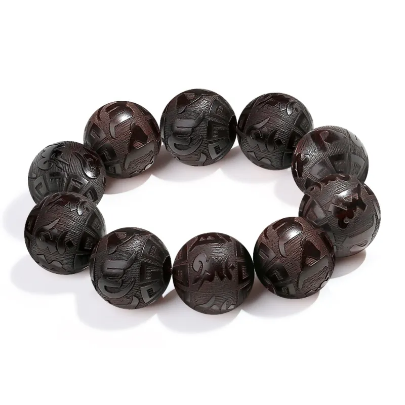 PUTUOSHANWENCHUANG Small Leaf Red Sandalwood Bracelets Unisex-7