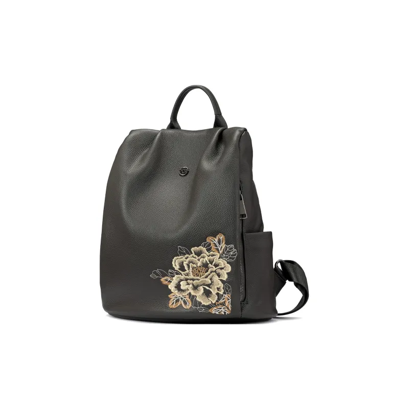 ROBERTA DI CAMERINO Cow Leather Business Backpack Tubas Unisex Classic Black/Elegant Gray-6