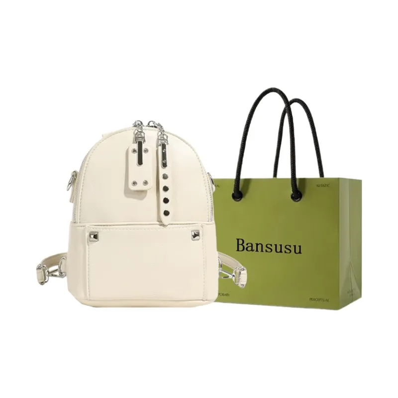 Bansusu PU Backpack Regular Women's Ecru/Pink/Black-0
