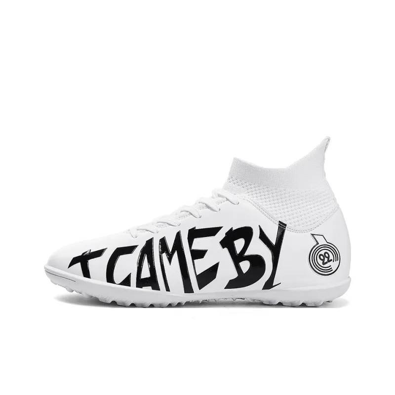 BIANSULONG TF Rubber Broken Studs Cushioned Slip Resistant Abrasion Resistant Soccer Shoes Unisex White-0