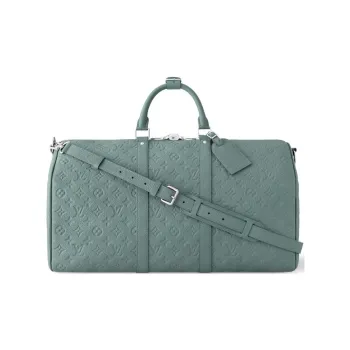 LOUIS VUITTON Keepall Taurillon Cow Leather Travel Bag Unisex Aqua Green