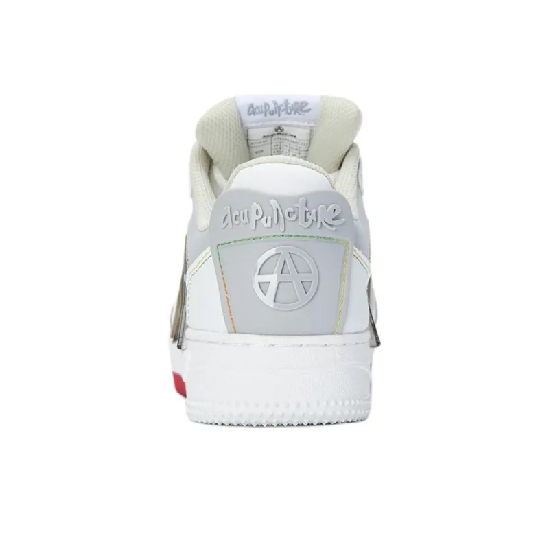 Acupuncture LOLA SNEAK Slip-Resistant Low-Top Skateboard Shoes Unisex White-3