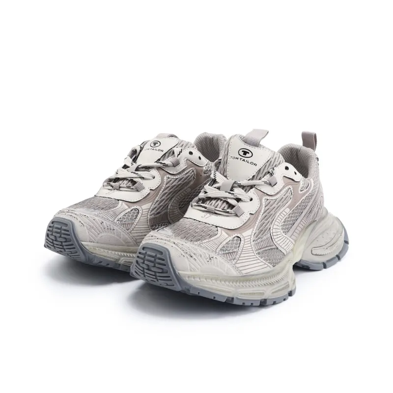 TOM TAILOR Soft Gray Trendy Running Shoes Low Top Chunky Sneakers Women's-2