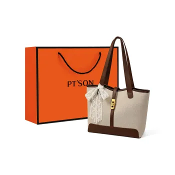 PT'SON Fabric Handbag, Tote Bag, Underarm Bag, Shoulder Bag Regular Women's Ecru