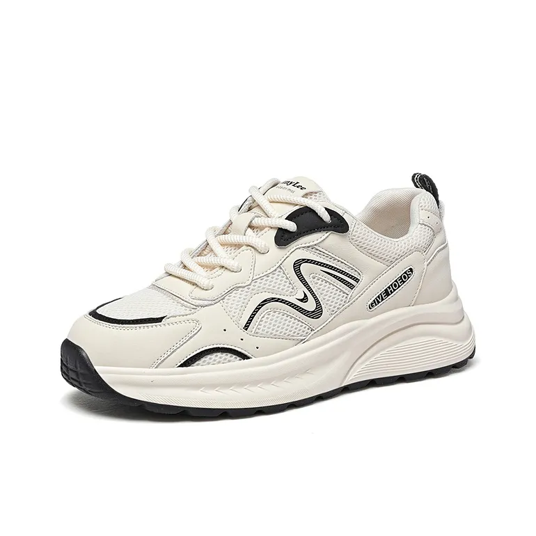 Golden Silk Rabbit Height Increasing Wear-Resistant Slip-Resistant Low-Top Chunky Sneakers Women's-0
