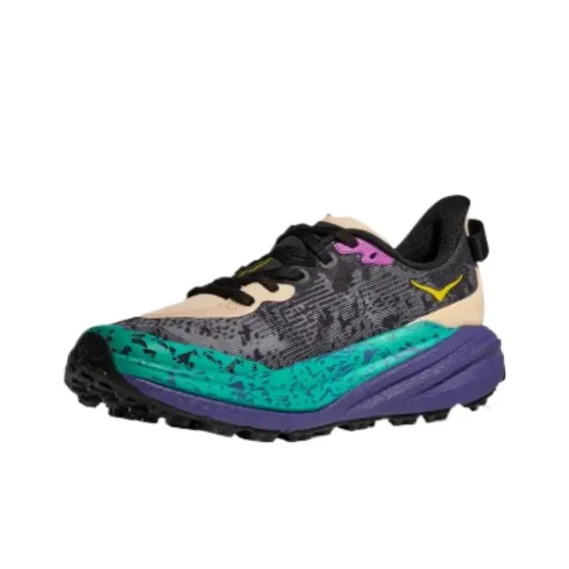 HOKA ONE ONE Speedgoat 6 Lightweight Low Top Running Shoes Women's Black Green Purple-2