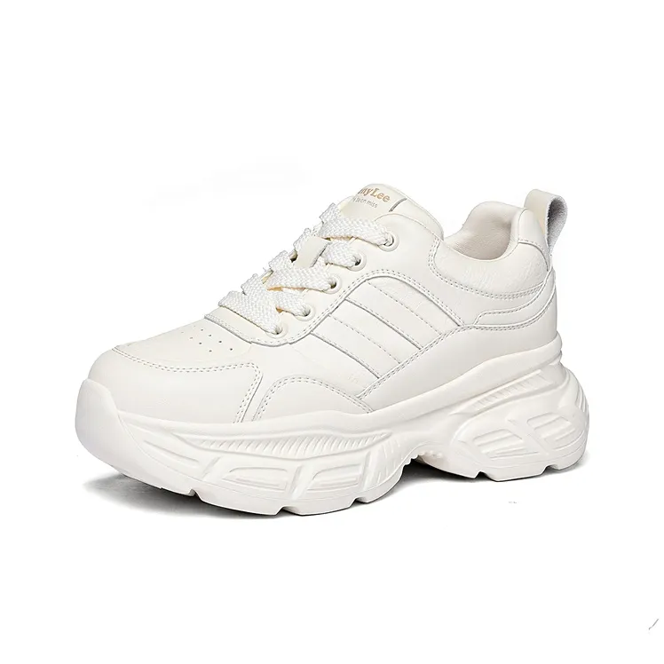 Golden Silk Rabbit Anti-Slip And Wear-Resistant Height Increasing Low-Top Chunky Sneakers Women's-0