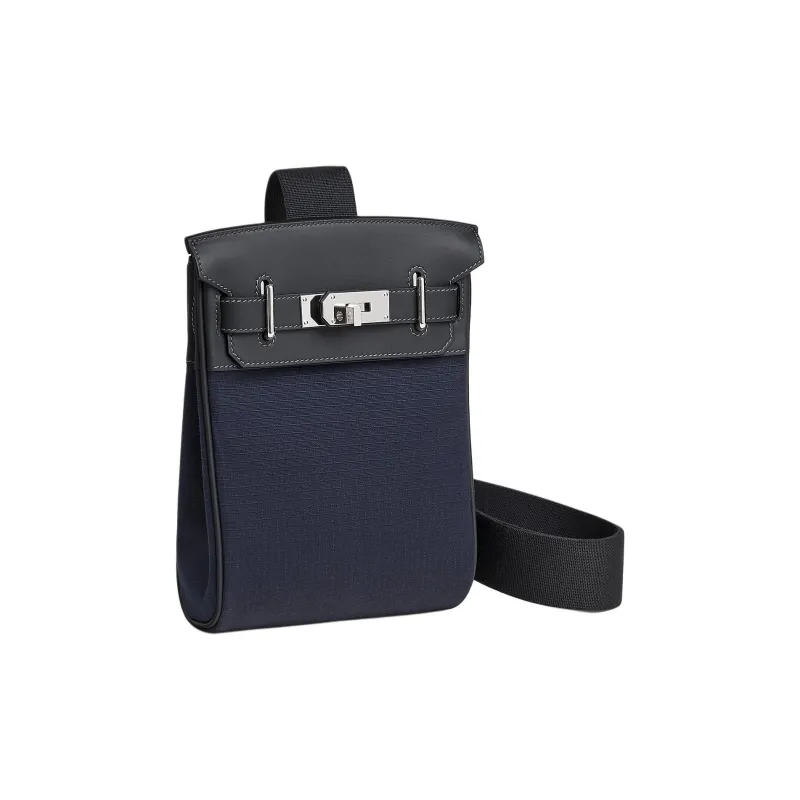HERMES Hac A Dos Bivouac CanvasSwift Calfskin Sling Bag Small Size Men's Marine Blue & Navy Blue-1