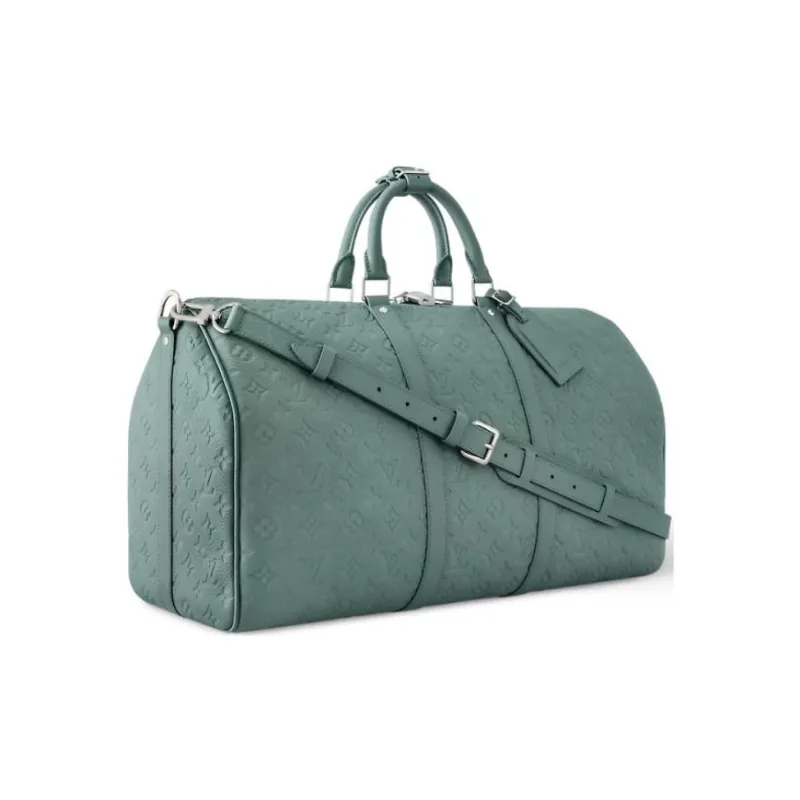 LOUIS VUITTON Keepall Taurillon Cow Leather Travel Bag Unisex Aqua Green-1