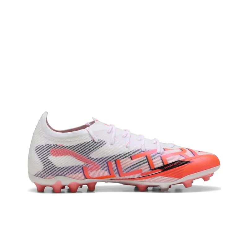 PUMA Ultra 5 MG Rubber Short Studs Anti-Slip Wear-Resistant Soccer Shoes Unisex White Orange-1