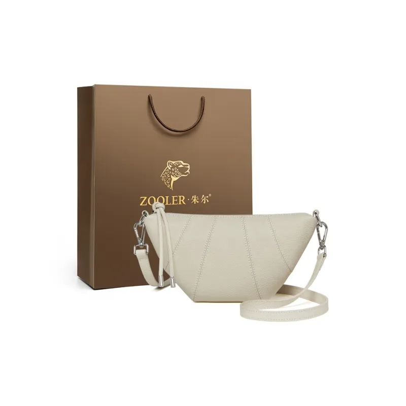 ZOOLER Top Grain Cow Leather Crossbody Bag Regular Women's Elephant Gray/Hepburn Black/Jasper/Milk White-6