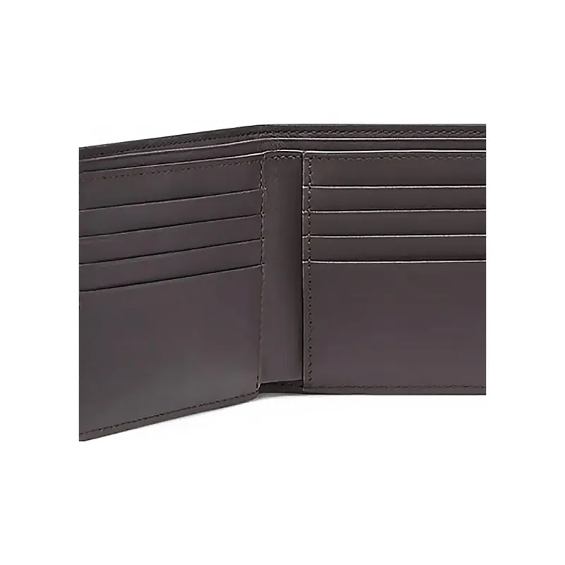 FENDI Coated Canvas With Leather Cropped Double Fold Wallet Men's Brown-3