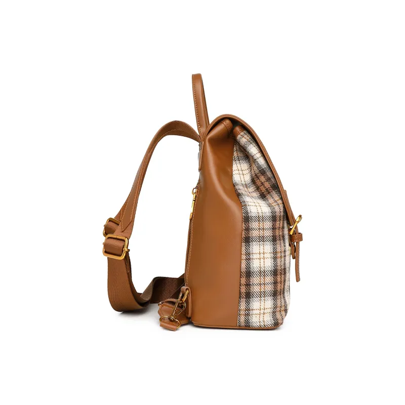 Disney Synthetic Leather Patchwork Fabric Backpack Regular Women's Brown-2