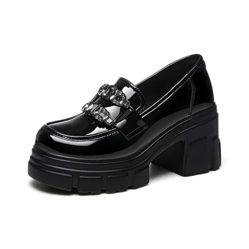 Golden Silk Rabbit High Heels Women's Black