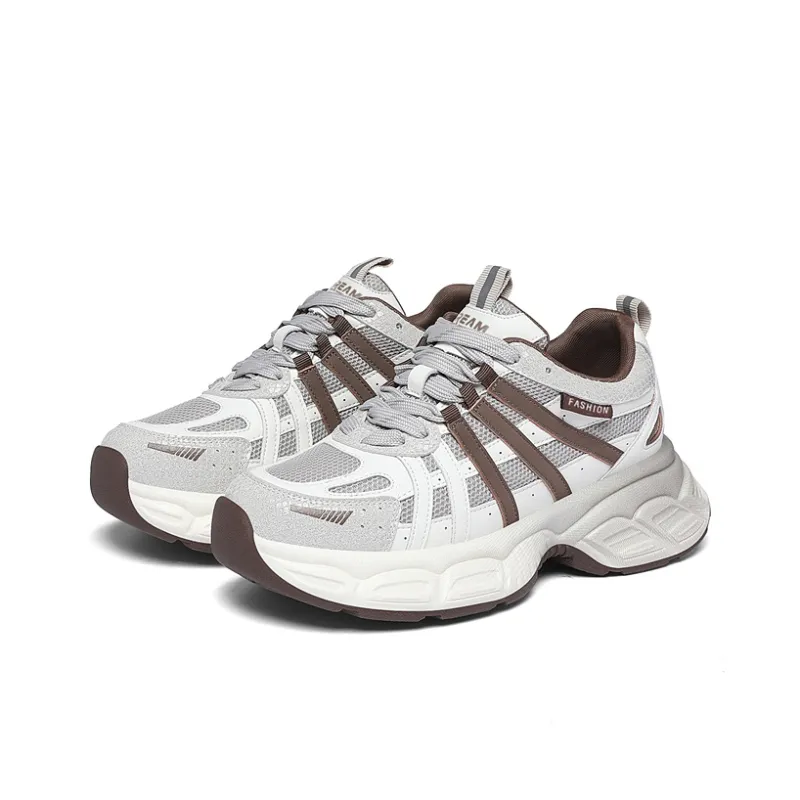 Golden Silk Rabbit Cushioning Anti Slip And Wear Resistant Height Increasing Low Top Chunky Sneakers Women's-5