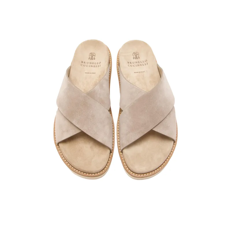 Brunello Cucinelli Slide Slippers Men's Beige-3