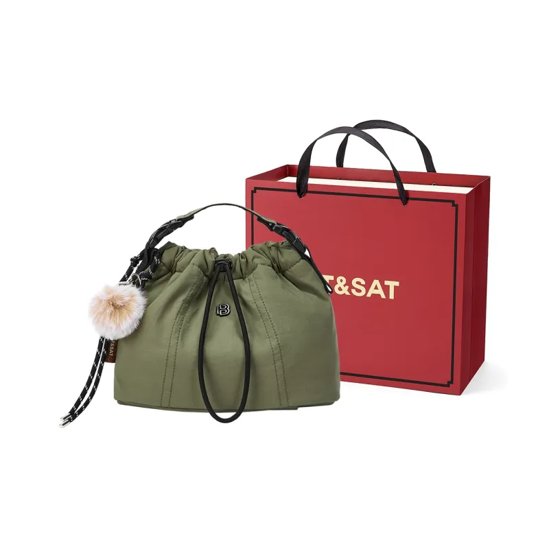 ST&SAT Fabric Crossbody Bag One Shoulder Handbag Regular Women's Green/Black-8