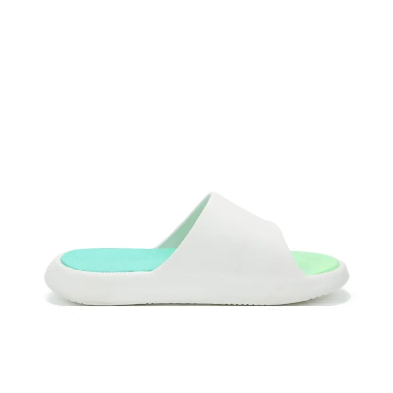 PEAK Slip Resistant Abrasion Resistant Cushioning Slide Slippers Unisex White Green-1
