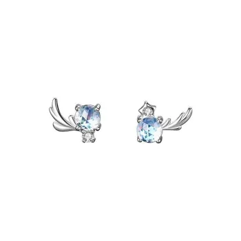 BAIJUAN S925 Silver Stud Earrings Women's