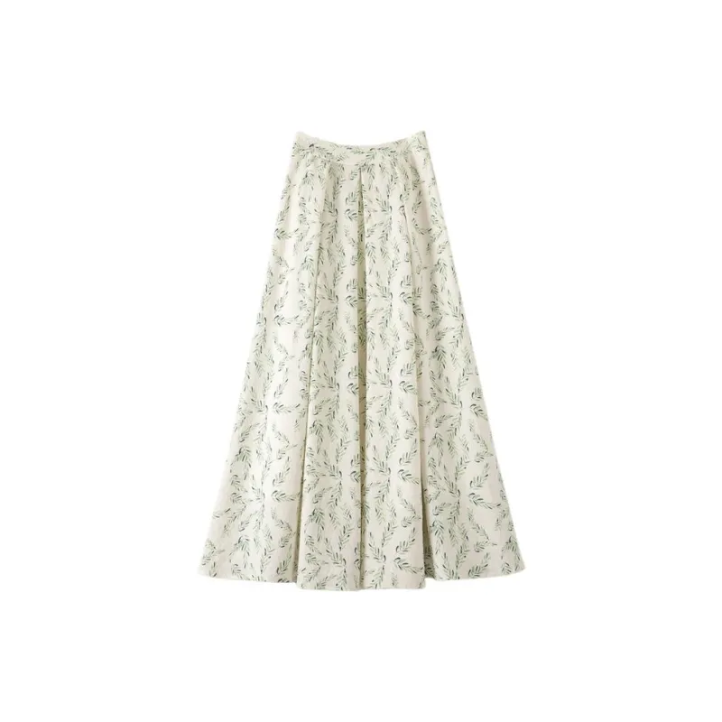 Late White Casual Long Skirt Women's Multicolor-3