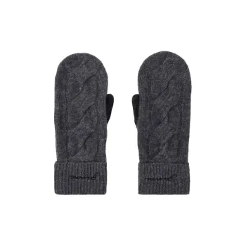 GANNI Wool Cashmere Knitted Fabric Knit Gloves Women's Gray