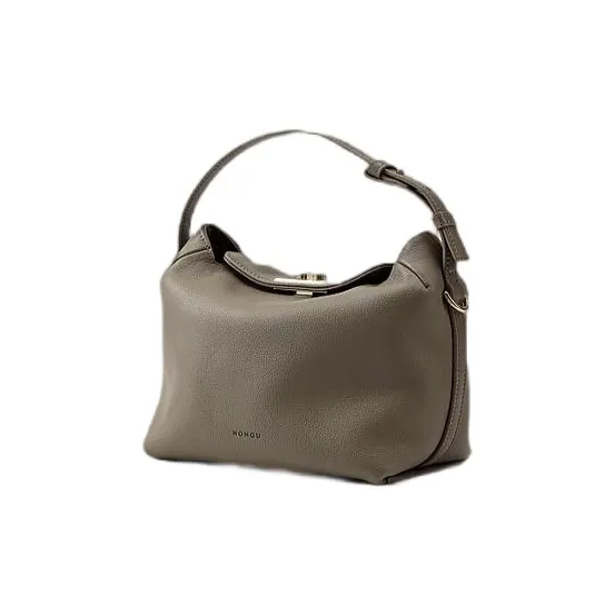 HONGU Cow Leather Bonded Synthetic Leather Crossbody Bag One Shoulder Handbag Regular Women's Elephant Gray/Ecru-1