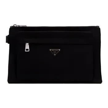 PRADA Leather Clutch Men's Black
