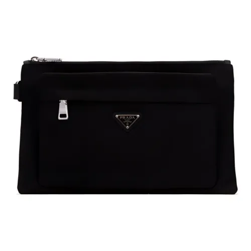 PRADA Leather Clutch Men's Black