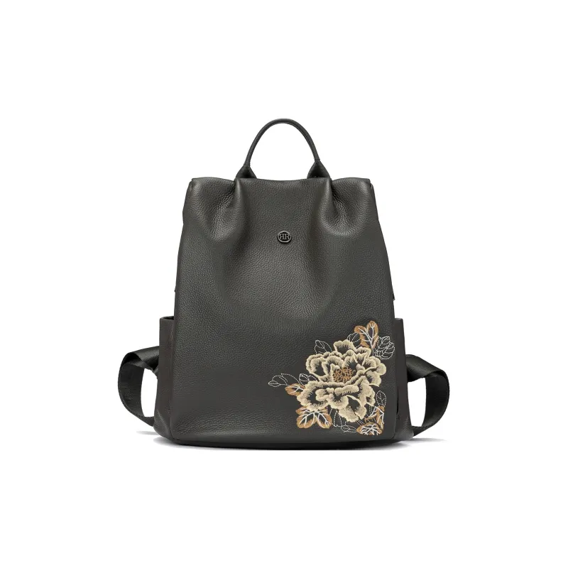 ROBERTA DI CAMERINO Cow Leather Business Backpack Tubas Unisex Classic Black/Elegant Gray-5