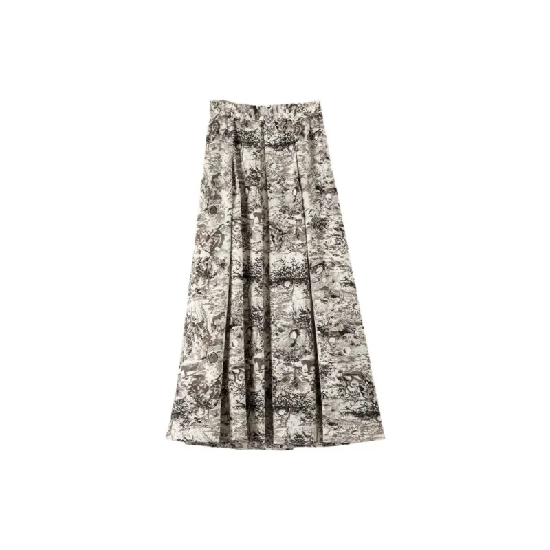 Late White Casual Long Skirts Women's Multicolor-2