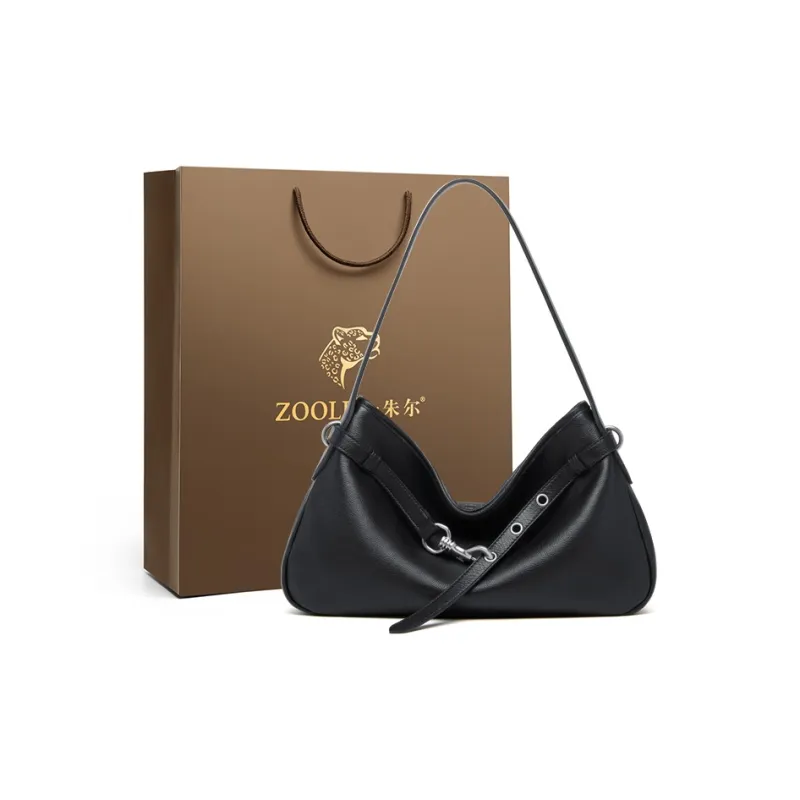 ZOOLER Top Grain Cow Leather Shoulder Bag Women's Black/Ebony-0