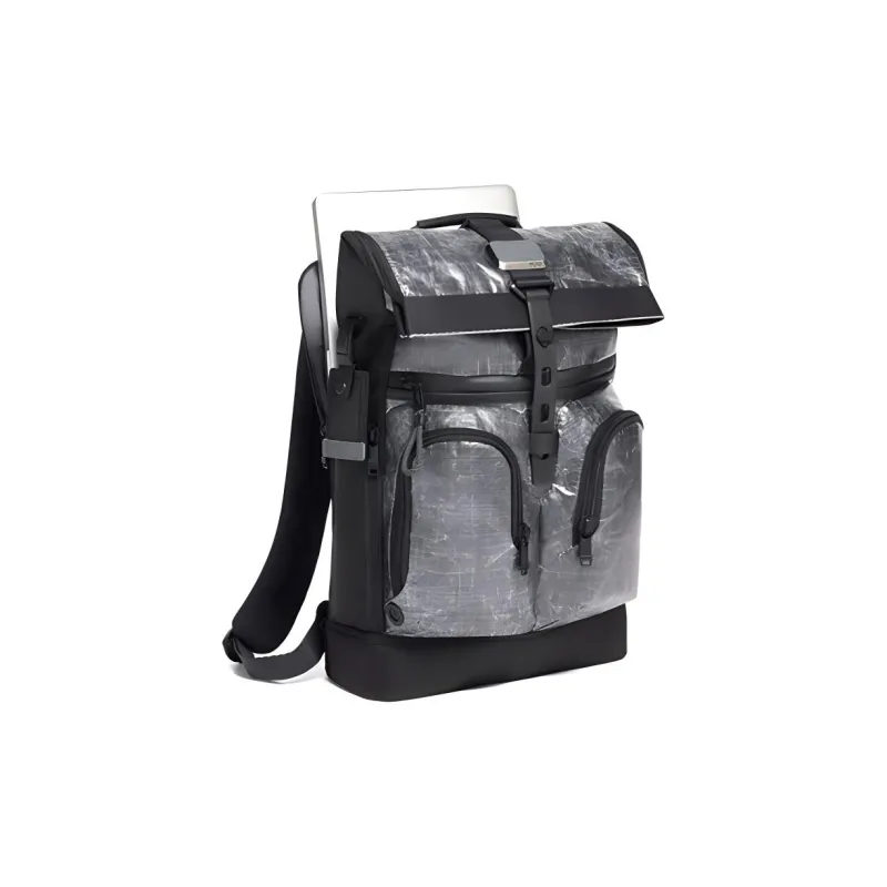 TUMI Nylon Fabric Backpack Unisex Black White-1