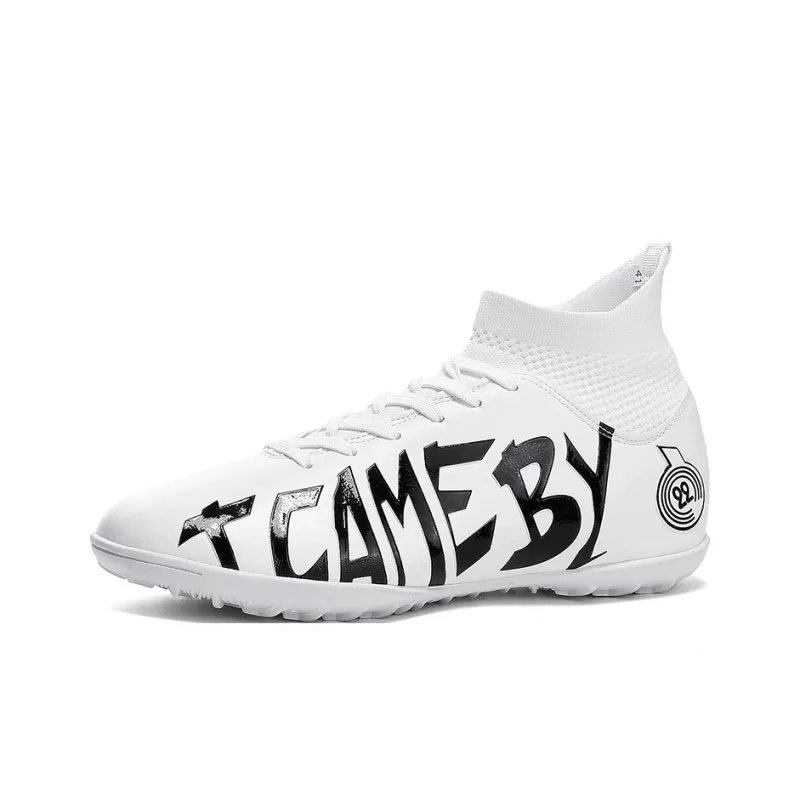 BIANSULONG TF Rubber Broken Studs Cushioned Slip Resistant Abrasion Resistant Soccer Shoes Unisex White-1