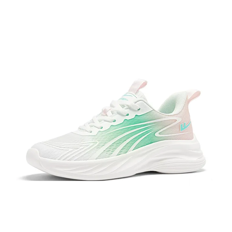Warrior Cushioning Lightweight Breathable Quick Dry Low Top Running Shoes Women's Pink Green White-2