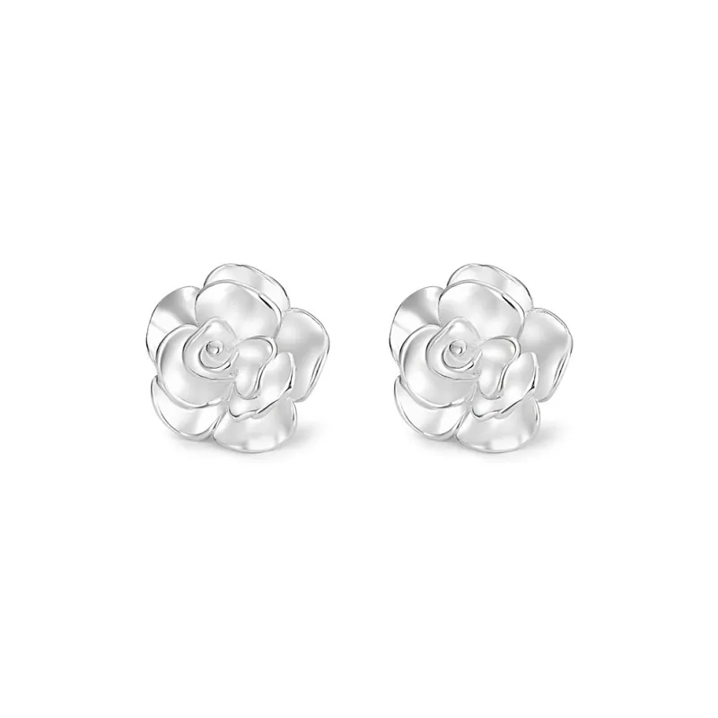 CHINA GOLD 999 Fine Silver Stud Earrings Women's-0