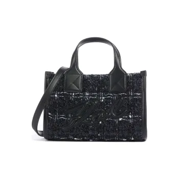 KARL LAGERFELD Fabric Tote Bag, Shopping Bag, Shoulder Bag, Crossbody Bag, Handbag Trumpets Women's Black