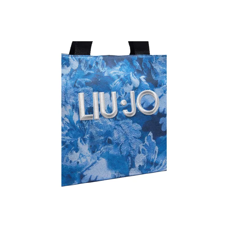 LIU·JO Cotton Tote Bag, Shopping Bag, Shoulder Bag, Handbag Women's Blue-4
