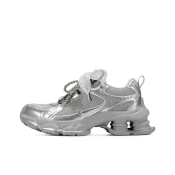GG CC Chunky Sneakers Women's Low Top Silver