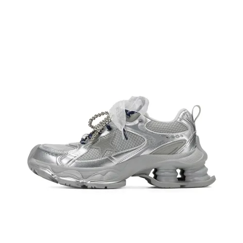GG CC Chunky Sneakers Women's Low Top Silver